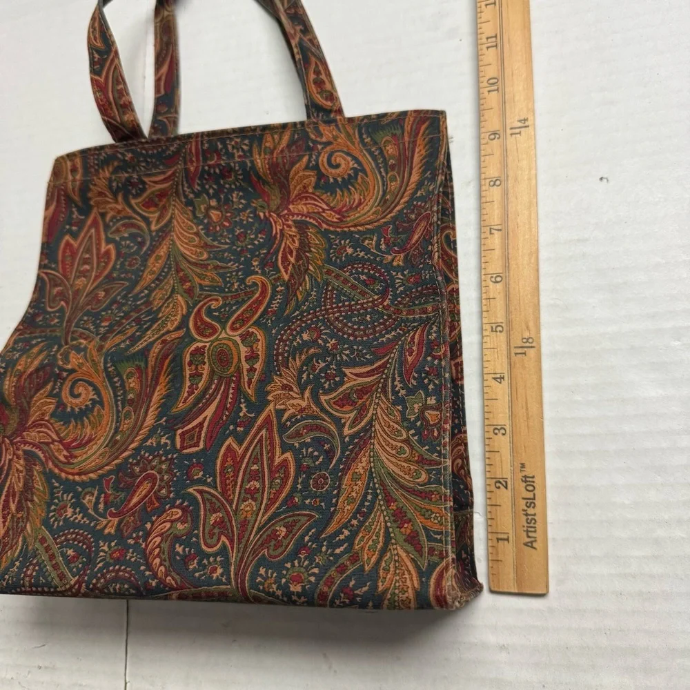 Vintage MET The Metropolitan Museum of Art Polished Cotton Paisley Tote Flawed - Picture 8 of 11